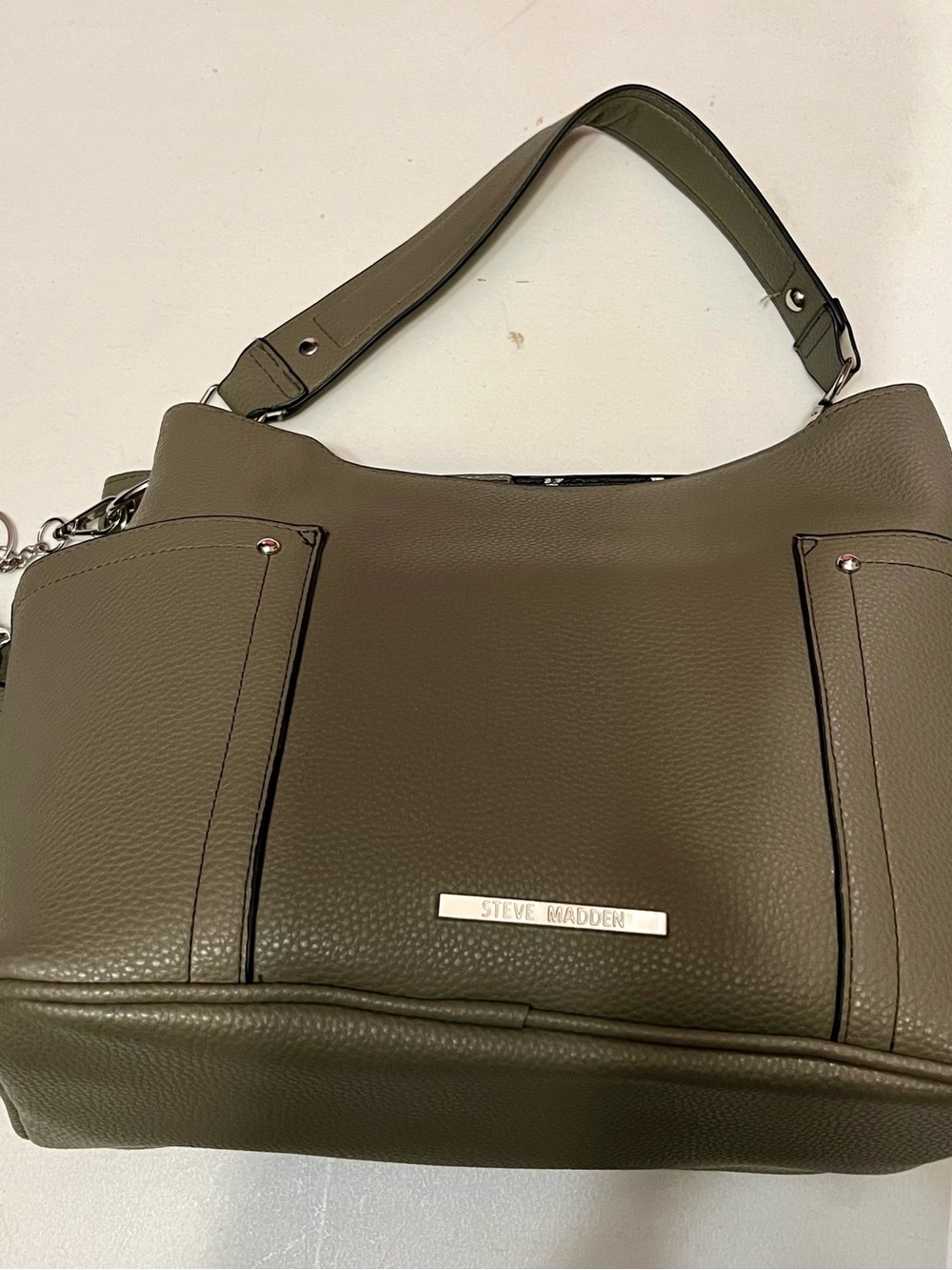 Steve Madden Olive Pebbled Leather Hobo Shoulder Bag